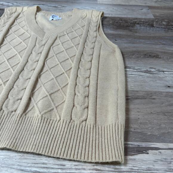 Princess Polly Sweater Vest Beige Cable Knit V-Neck Light Academia M/L - Picture 2 of 7